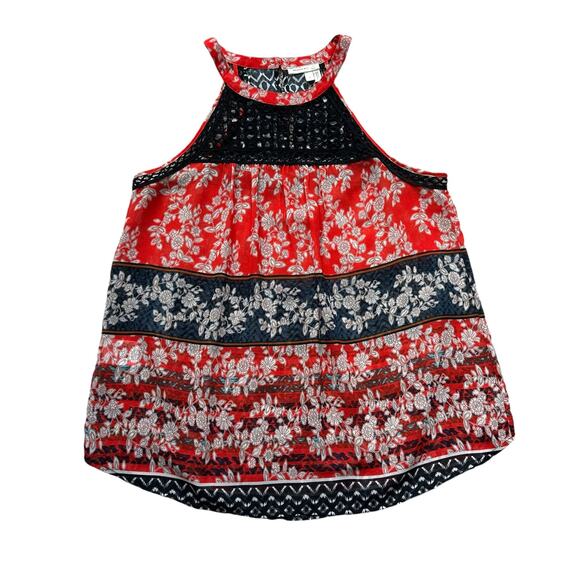 Meadow Rue Anthropologie black, orange and cream floral sleeveless top size S - Picture 12 of 12